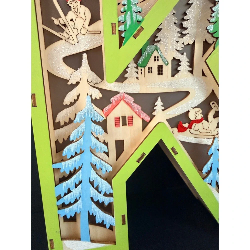 West Elm Monogram K Light Up Winter Scene Christmas Decor Holiday Folk Festive